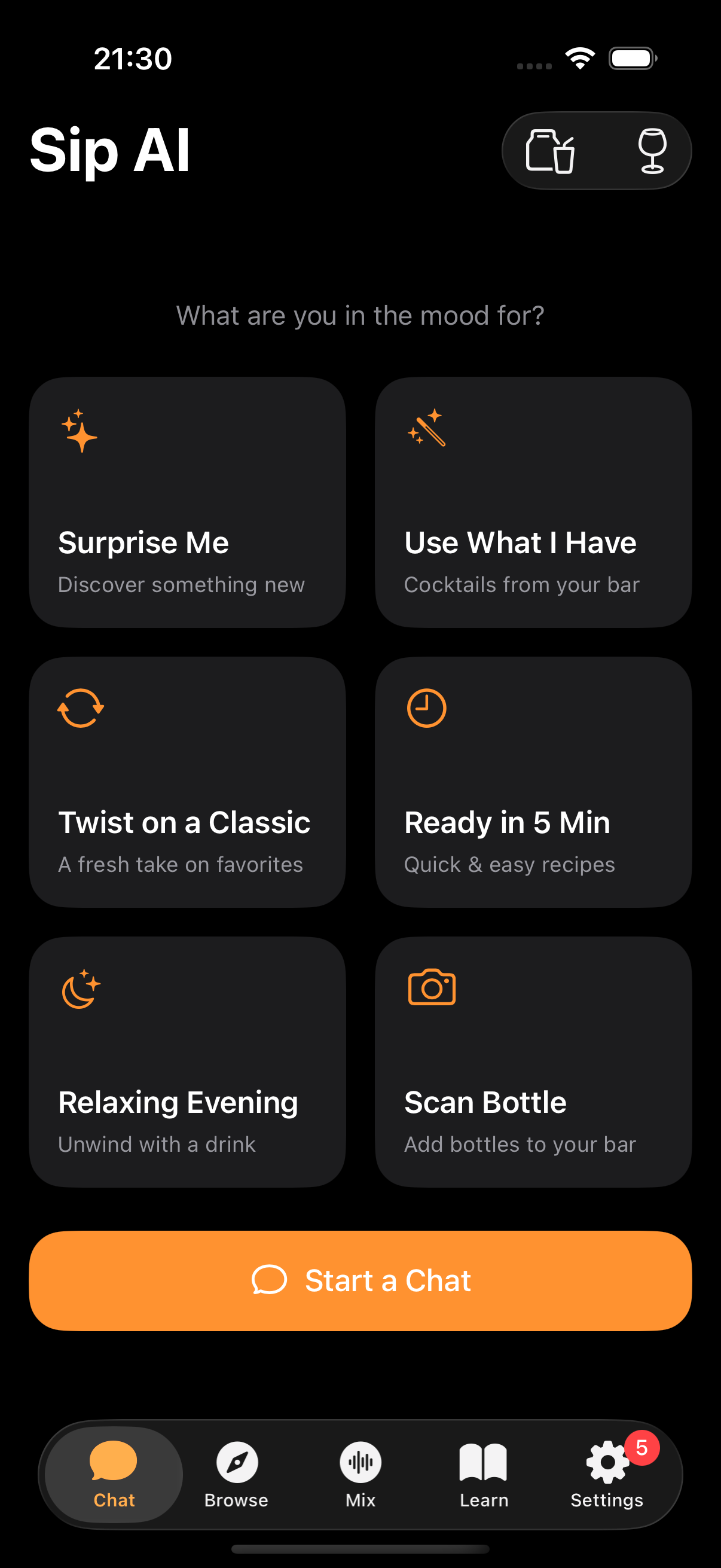 SipAI home screen